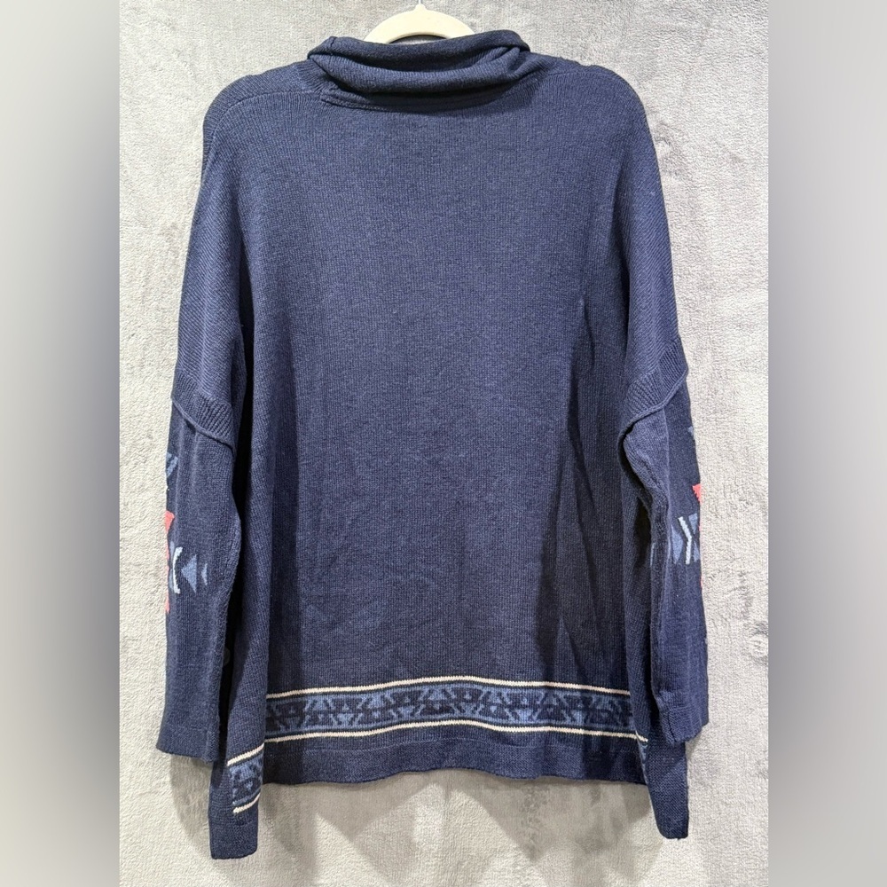 J Jill Poncho Aztec Southwestern Design Mock Neck Women’s Size M Western Rodeo - Picture 5 of 8